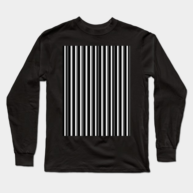 Black, white and grey vertical lines pattern Long Sleeve T-Shirt by Spinkly